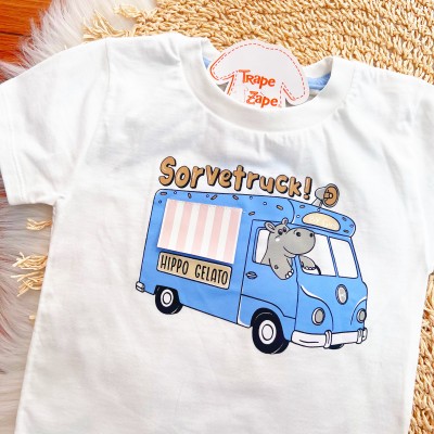 Conj. Camiseta Sorvetruck e Bermuda - Branco e Azul Bebê